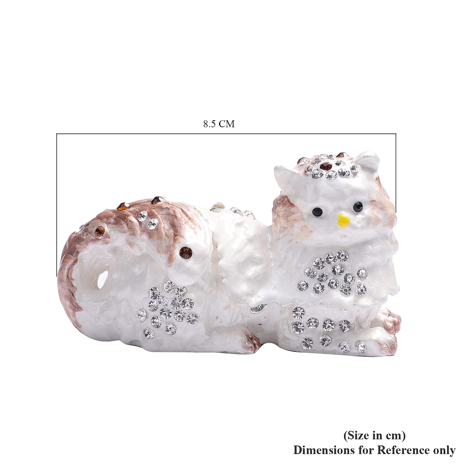 Multi Austrian Crystal Studded Enamelled Cat Trinket Box