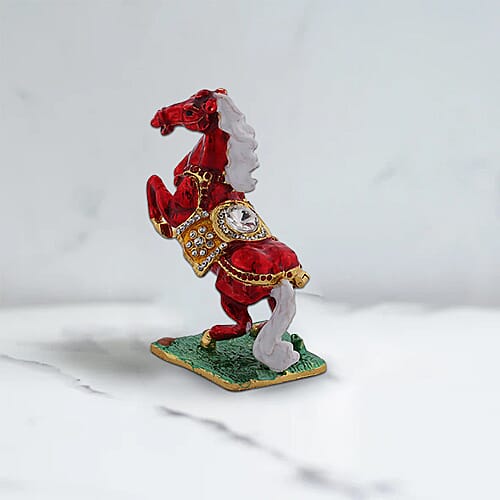 Multi Austrian Crystal Studded Enamelled Horse Trinket Box