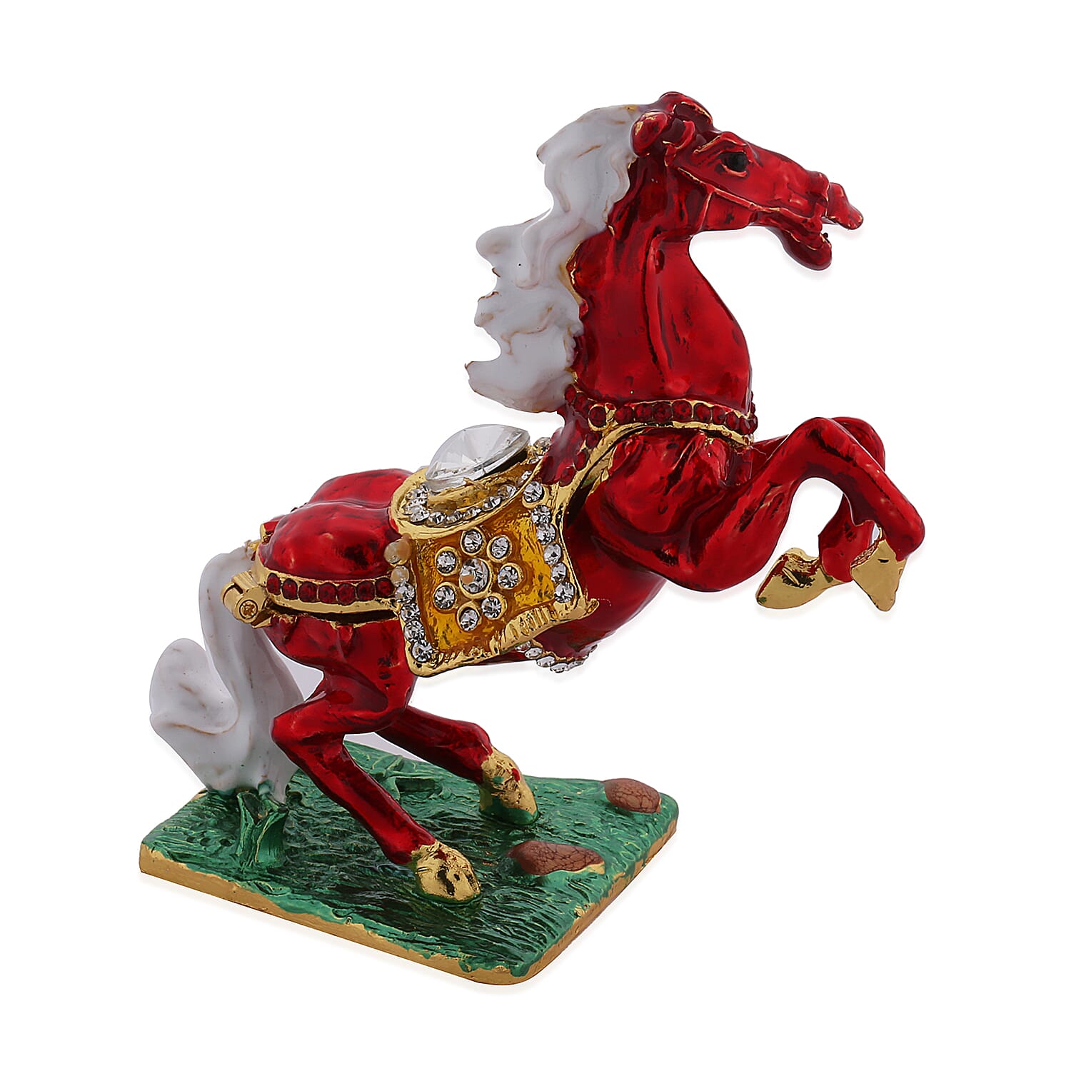 Multi Austrian Crystal Studded Enamelled Horse Trinket Box