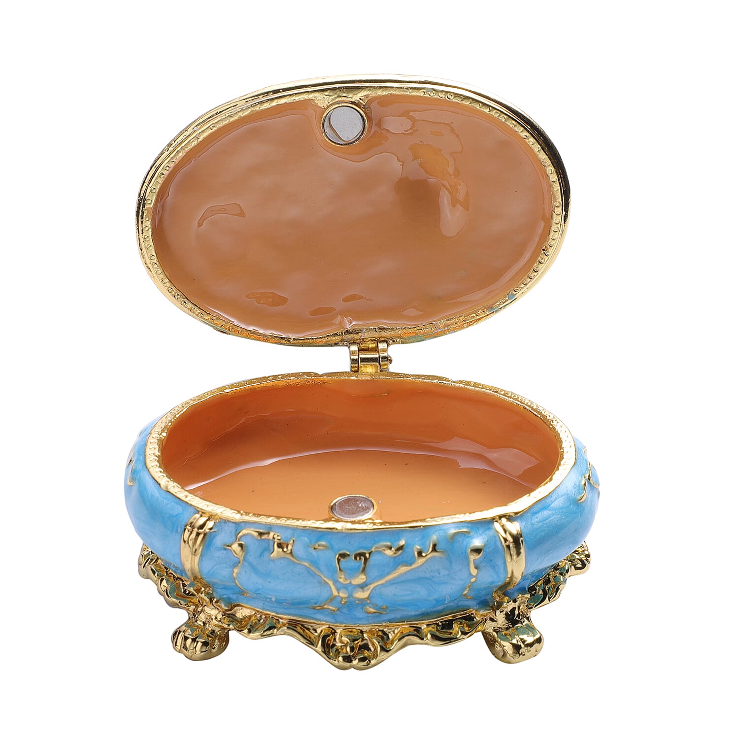 Multi Austrian Crystal Studded Enamelled Mirror Trinket Box