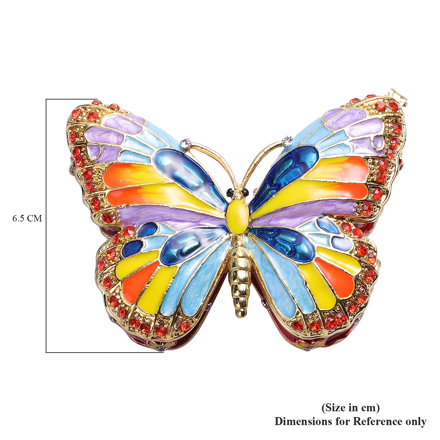 Multi Austrian Crystal Studded Enamelled Butterfly Trinket Box