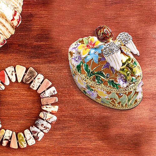 Multi Austrian Crystal Studded Angel Theme Trinket Box