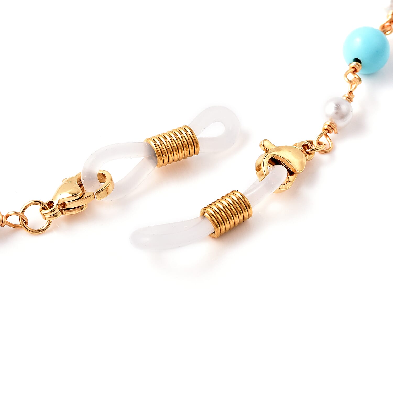 Blue Howlite and Pearl Specs Holder Chain or Necklace (Size 28)