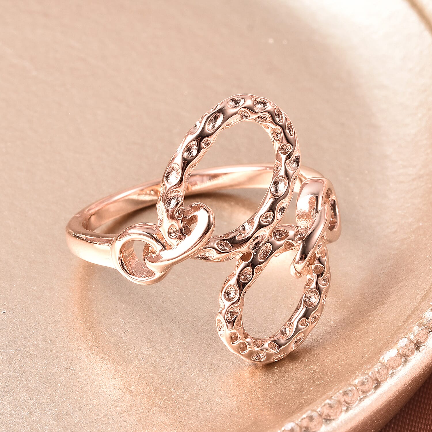 RACHEL GALLEY Rose Gold Overlay Sterling Silver Heart Open Ring