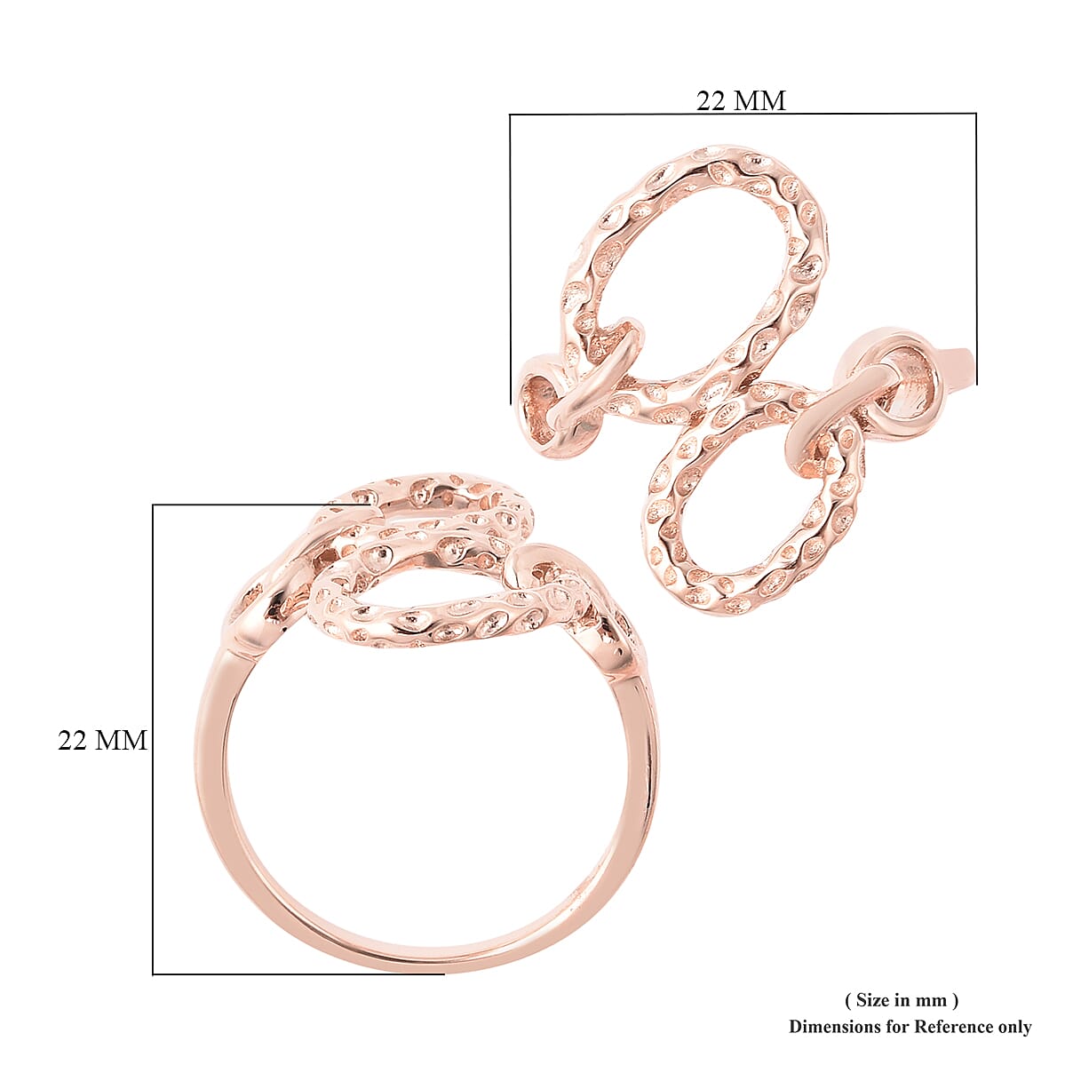 RACHEL GALLEY Rose Gold Overlay Sterling Silver Heart Open Ring