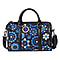 100% Genuine Leather Embossed Floral Pattern Satchel Bag (Siz3 31x9x21cm) - Blue