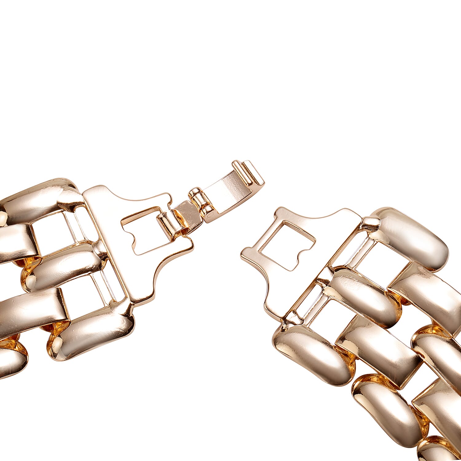 Designer Inspired- Pink Crystal- Panther Link Necklace (Size 20) in Gold Tone