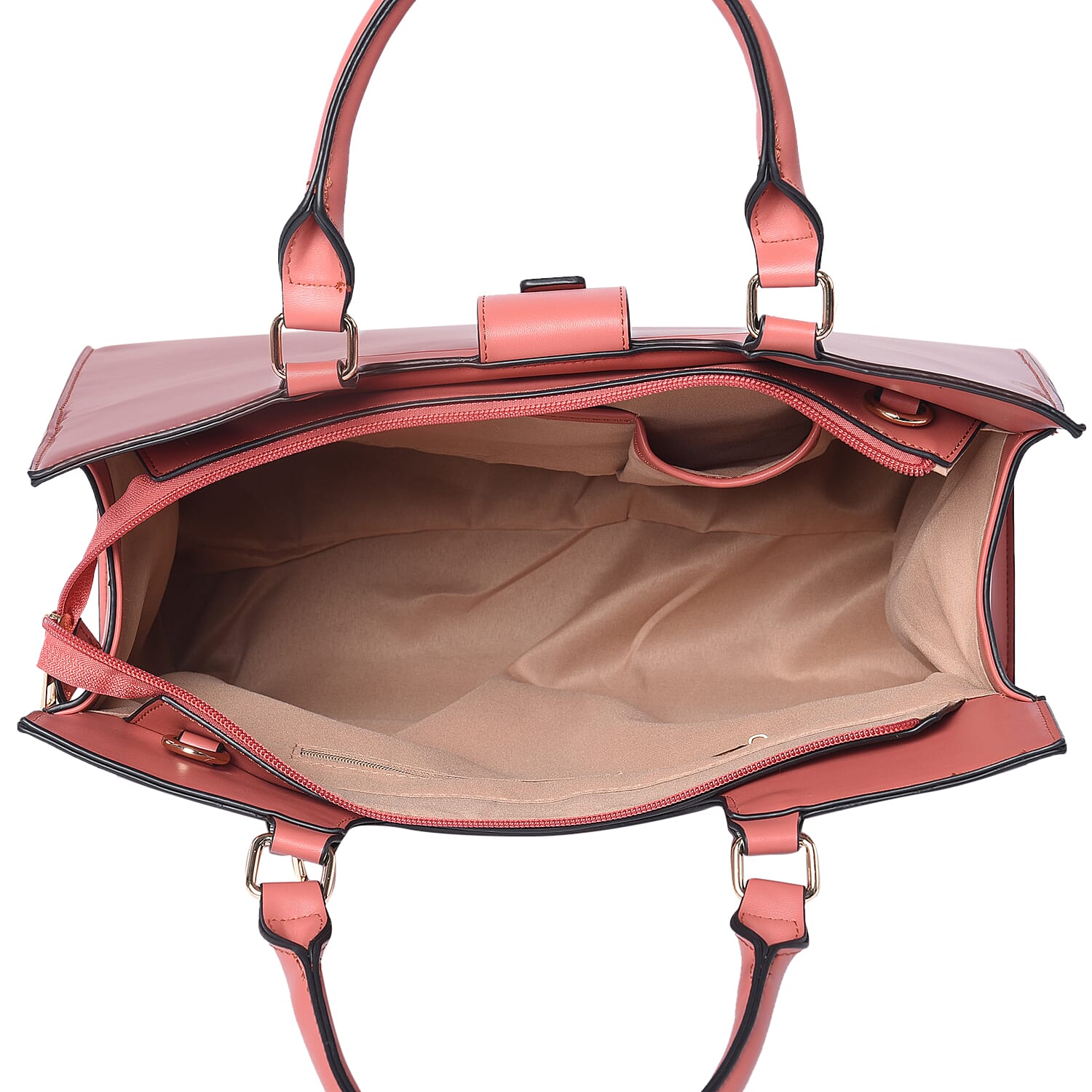 Wine Red Patent Satchel Bag with Adjustable Shoulder Strap (38x29x14.5x31cm)