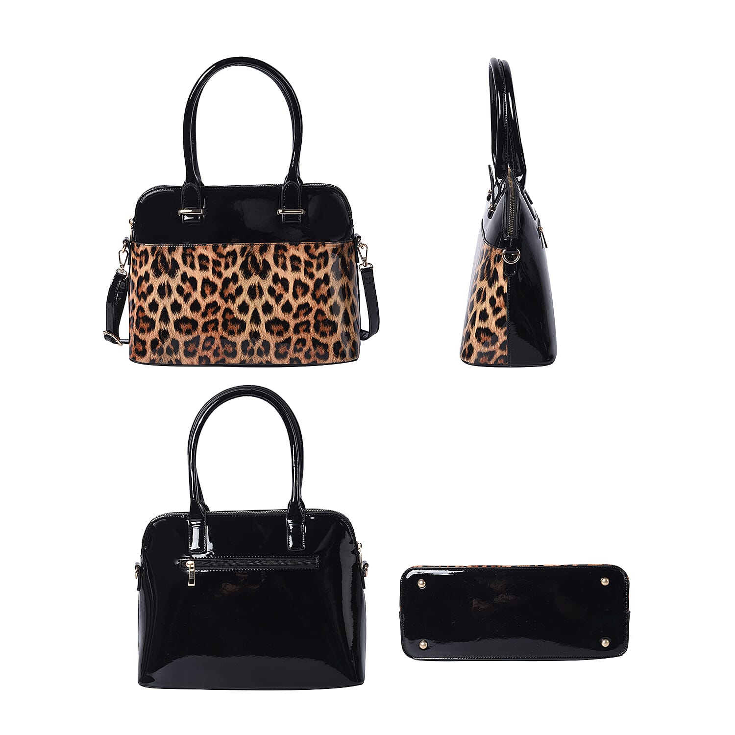 Brown Leopard Print Handbag (32x25x13cm) with Detachable and Adjustable Shoulder Strap (L: 120cm)