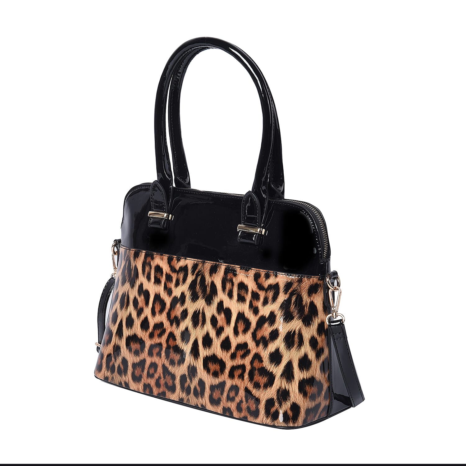 Brown Leopard Print Handbag (32x25x13cm) with Detachable and Adjustable Shoulder Strap (L: 120cm)