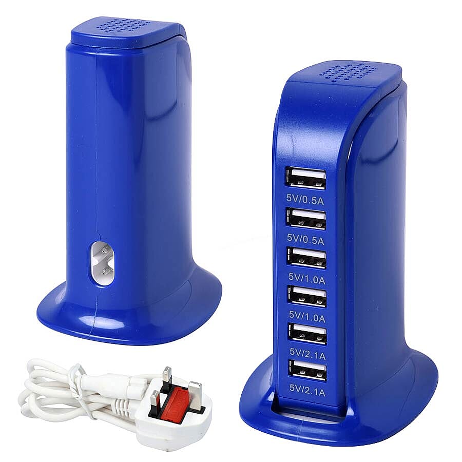 The 6-iSmart Port USB Wall Charger - Blue