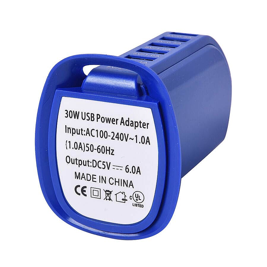 The 6-iSmart Port USB Wall Charger - Blue