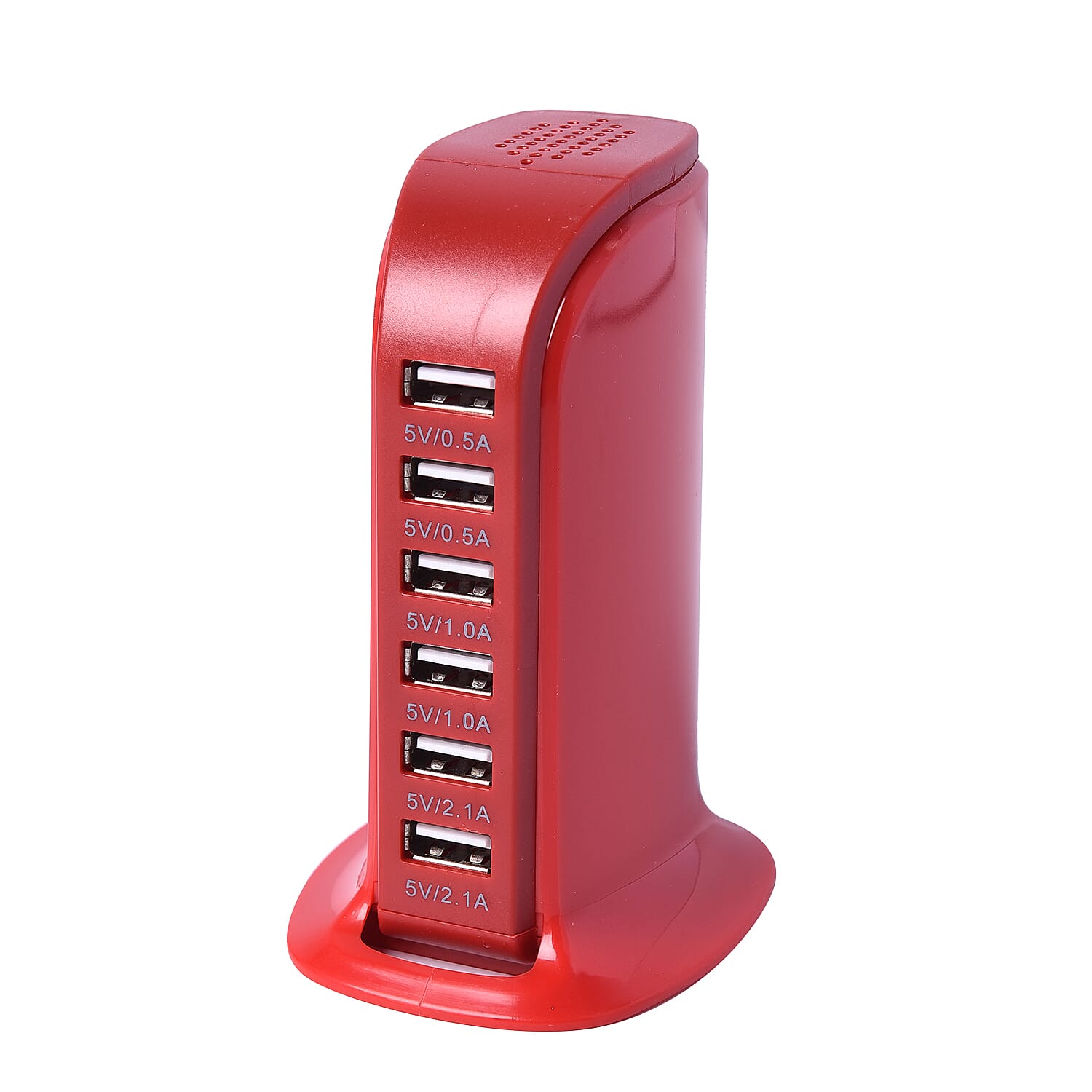 The 6-iSmart Port USB Wall Charger (Size 8x6x11 Cm), 30W - Red