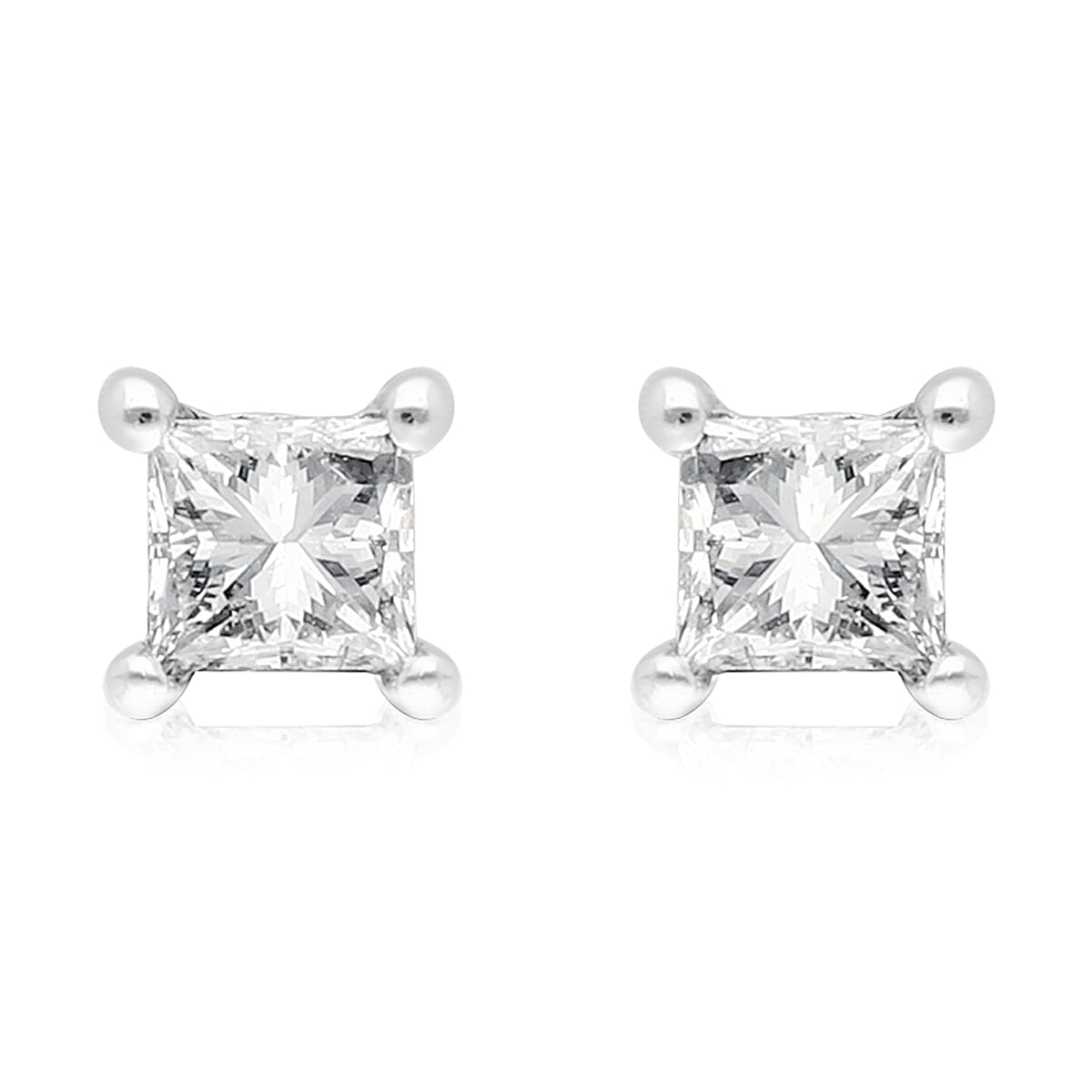 9K White Gold SGL Certified Diamond (I3-G-H) Stud Earrings with Push Back 0.20 Ct.