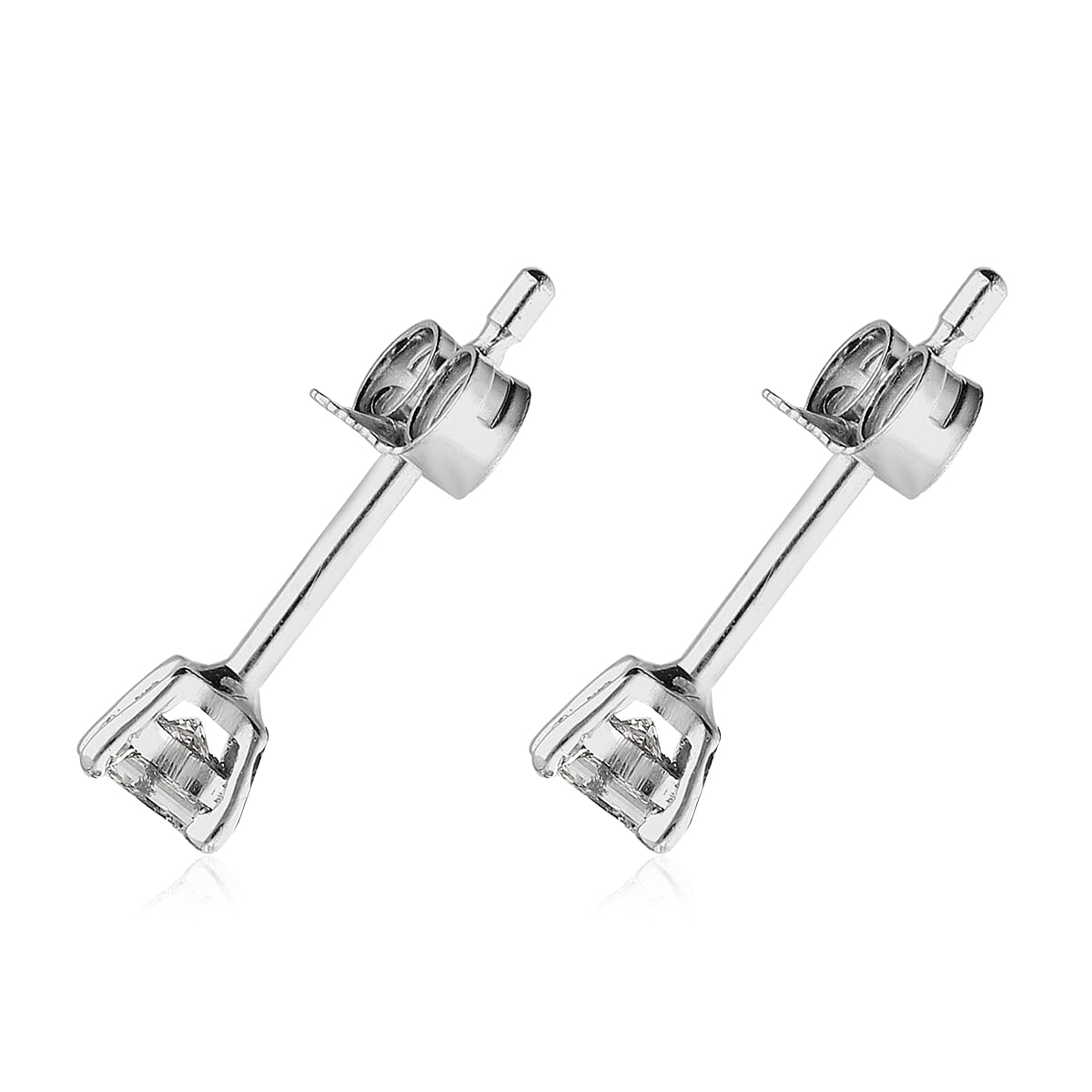 9K White Gold SGL Certified Diamond (I3-G-H) Stud Earrings with Push Back 0.20 Ct.
