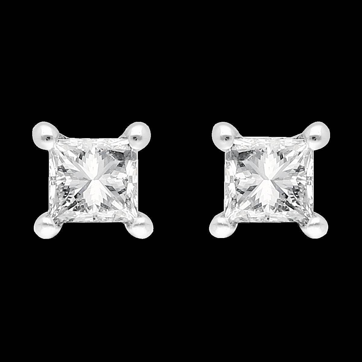 9K White Gold SGL Certified Diamond (I3-G-H) Stud Earrings with Push Back 0.20 Ct.