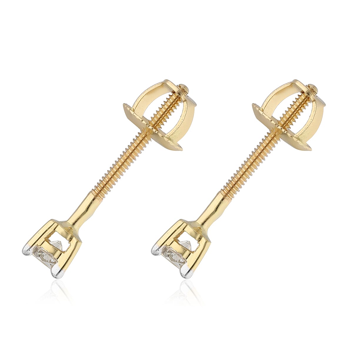 ILIANA 18K Yellow Gold SGL Certified Diamond (SI-G-H) Stud Earrings (with Screw Back) 0.20 Ct.