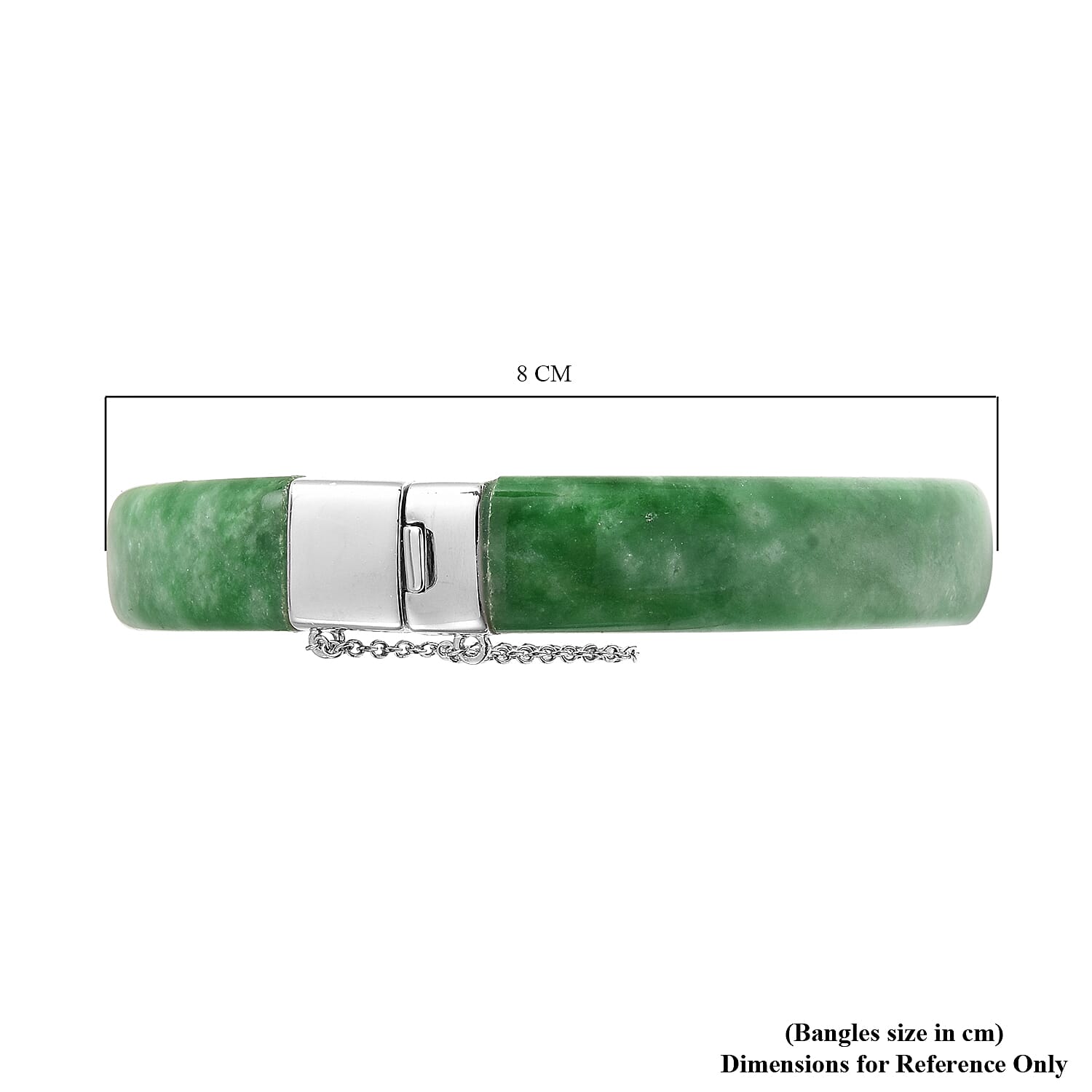 Designer Inspired-Green Jade Bangle (Size 7.5) in Rhodium Overlay Sterling Silver 205.25 Ct