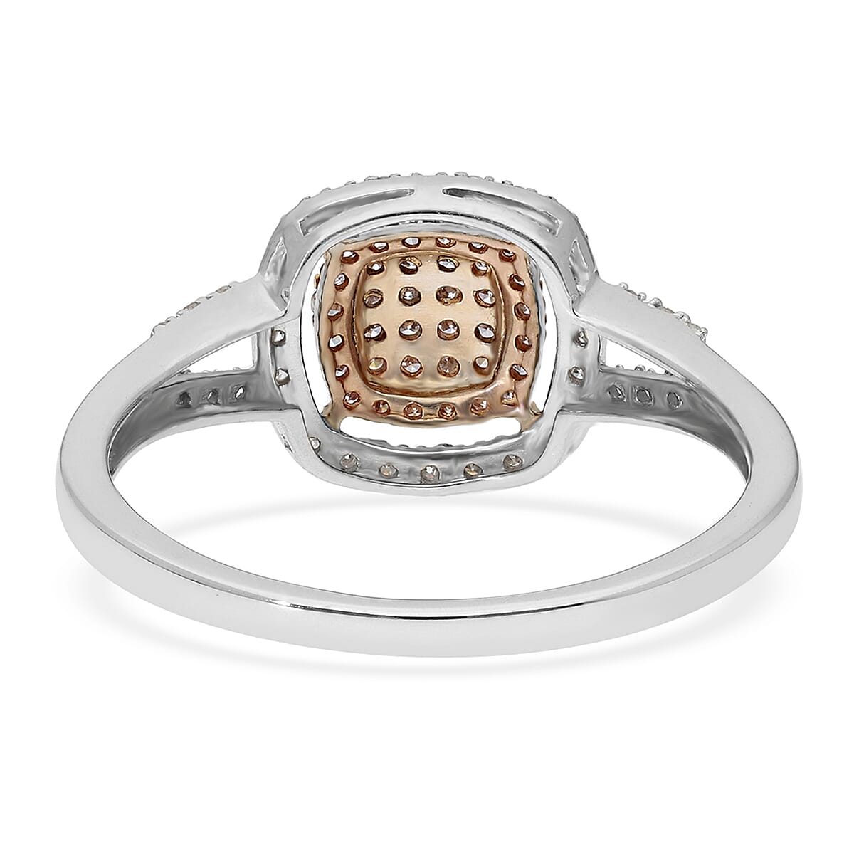 9K Yellow and White Gold Natural Pink Diamond and White Diamond (I3) Ring 0.34 Ct.