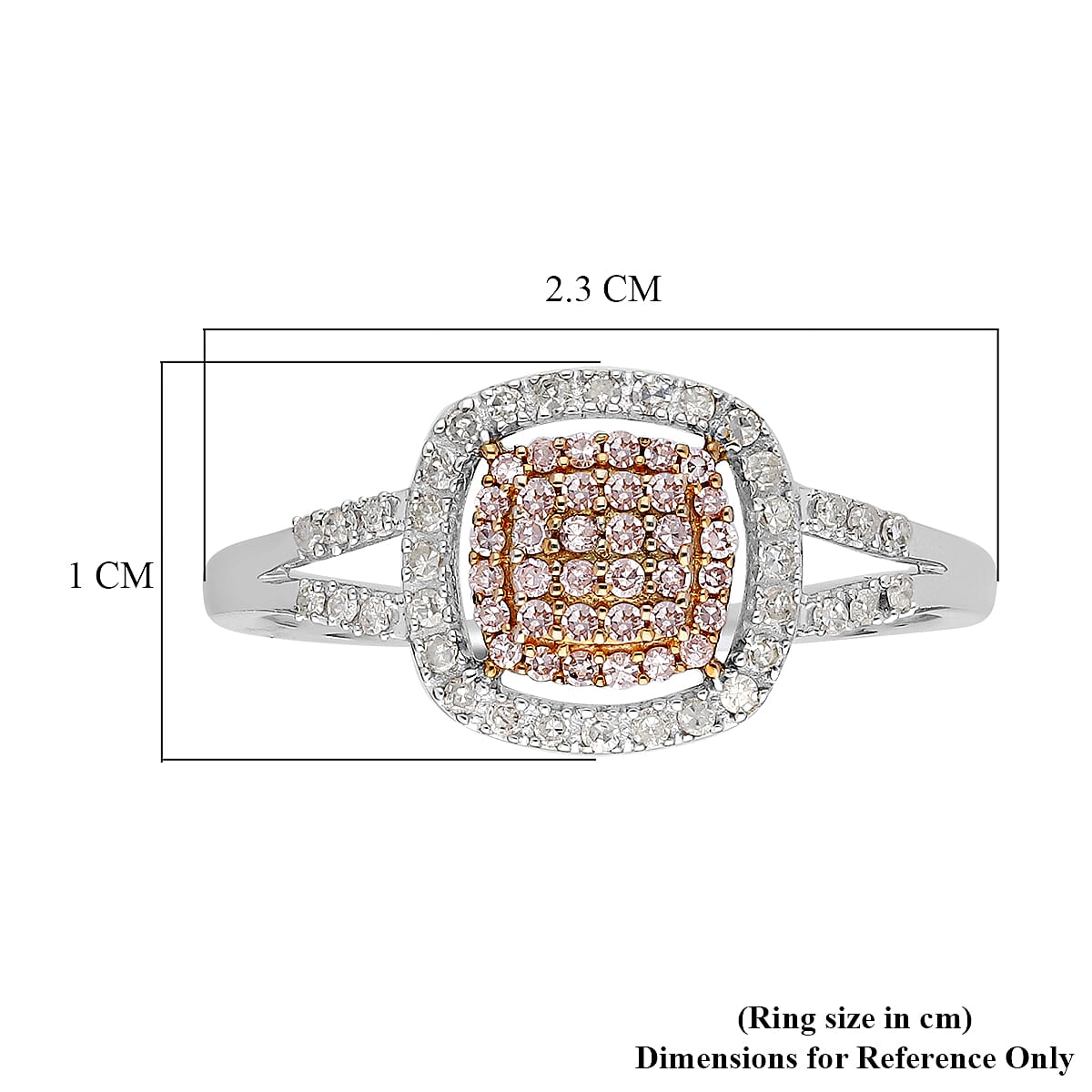 9K Yellow and White Gold Natural Pink Diamond and White Diamond (I3) Ring 0.34 Ct.