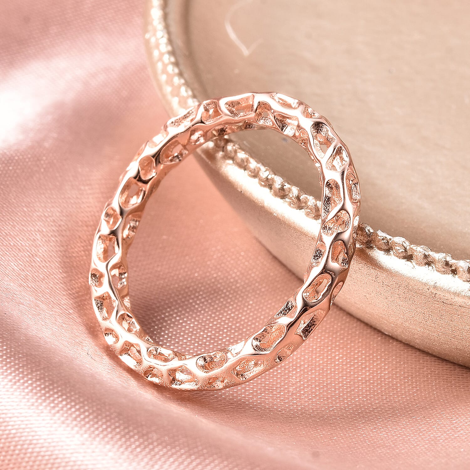 RACHEL GALLEY Allegro Collection-18K Vermeil Rose Gold Overlay Serling Silver Mini Lattice Band Ring