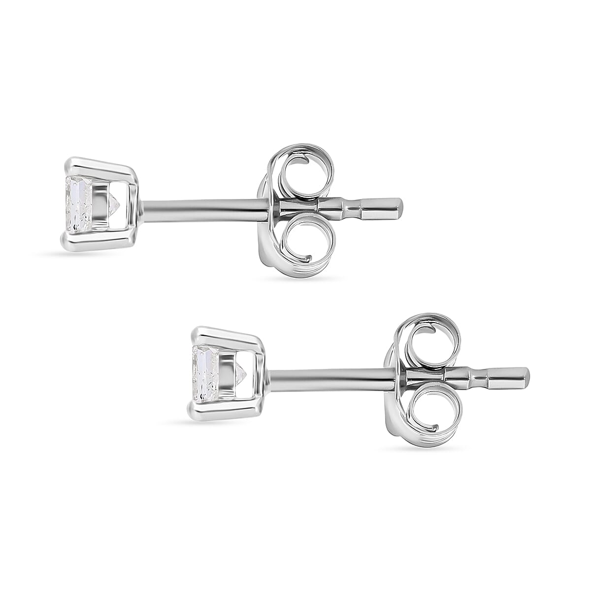 9K White Gold SGL Certified Diamond (I3-G-H) Stud Earrings (with Push Back) 0.25 Ct.