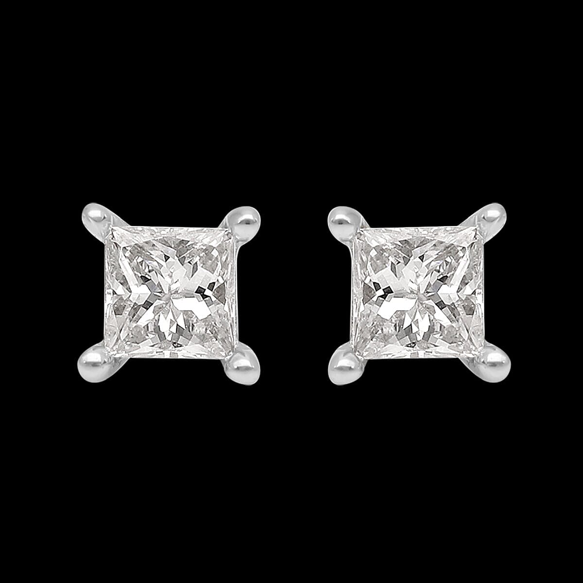 9K White Gold SGL Certified Diamond (I3-G-H) Stud Earrings (with Push Back) 0.25 Ct.
