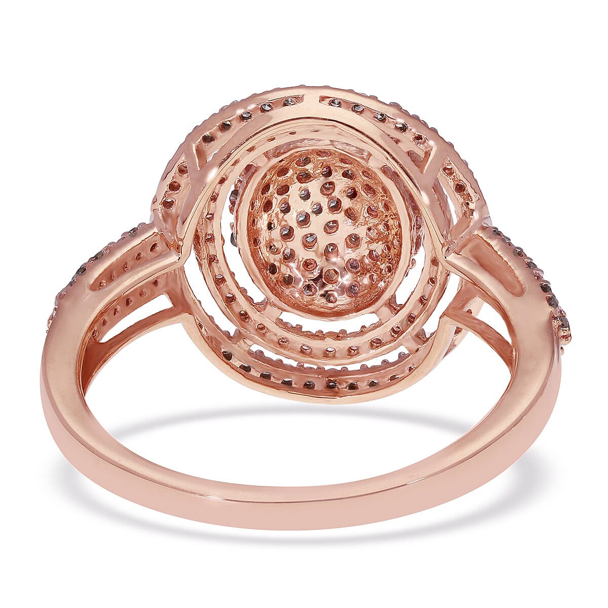 9K Rose Gold Natural White and Pink Diamond Ring 1.00 Ct.