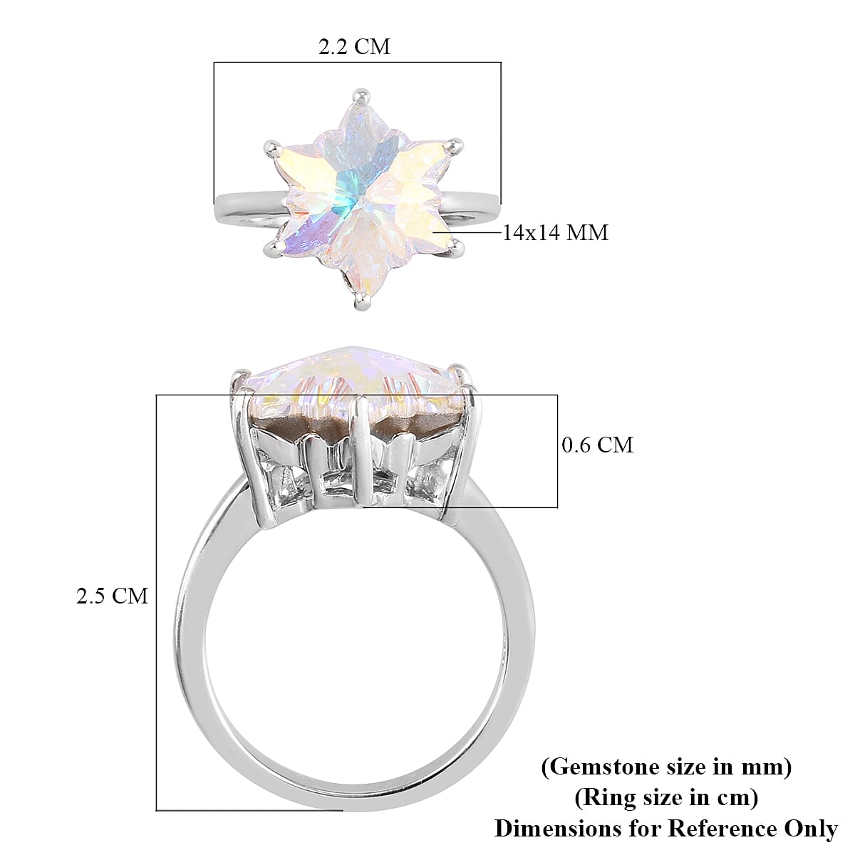 Lustro Stella  AB Crystal Ring in Platinum Overlay Sterling Silver