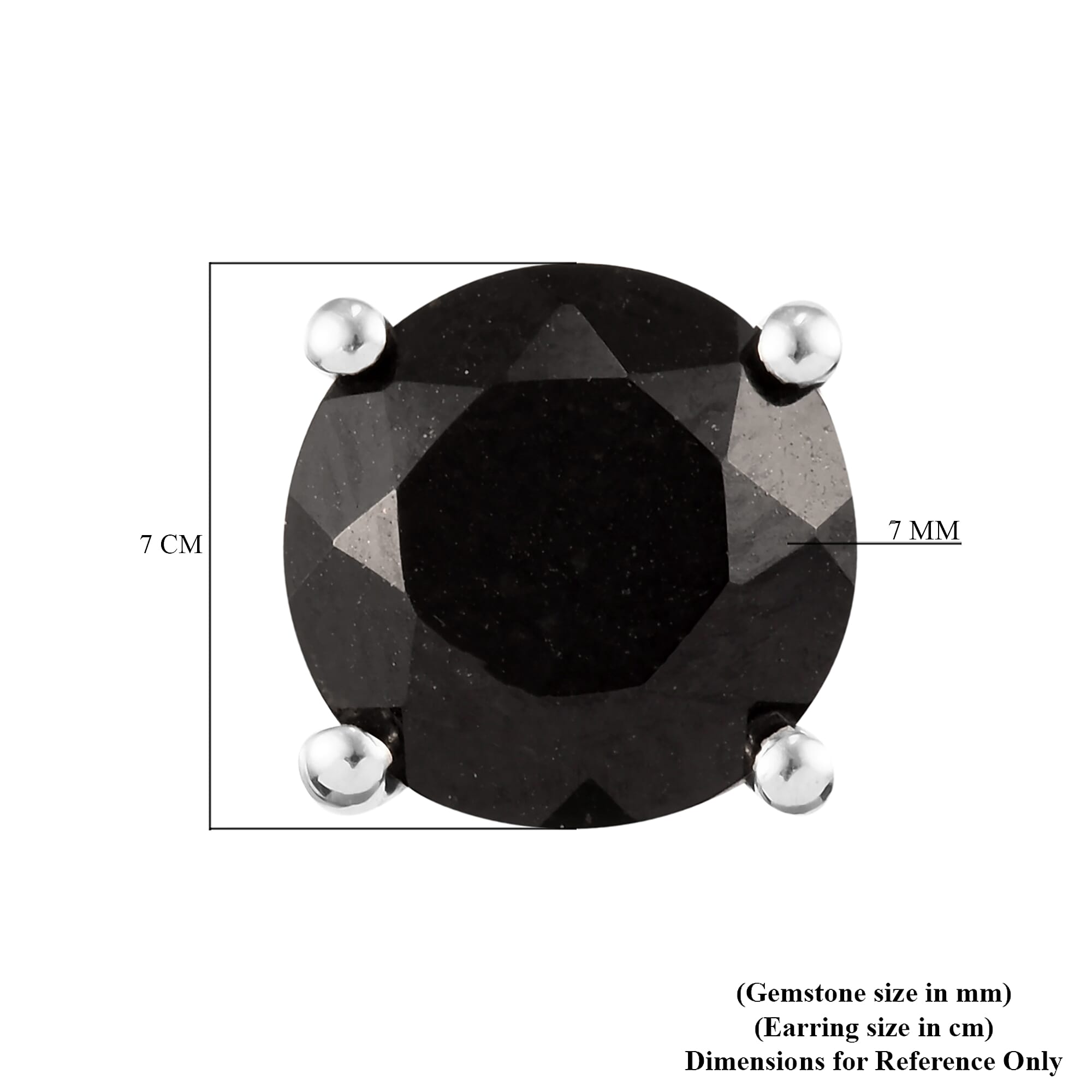 Black Tourmaline Stud Earrings (with Push Back) in Platinum Overlay Sterling Silver 2.85 Ct.