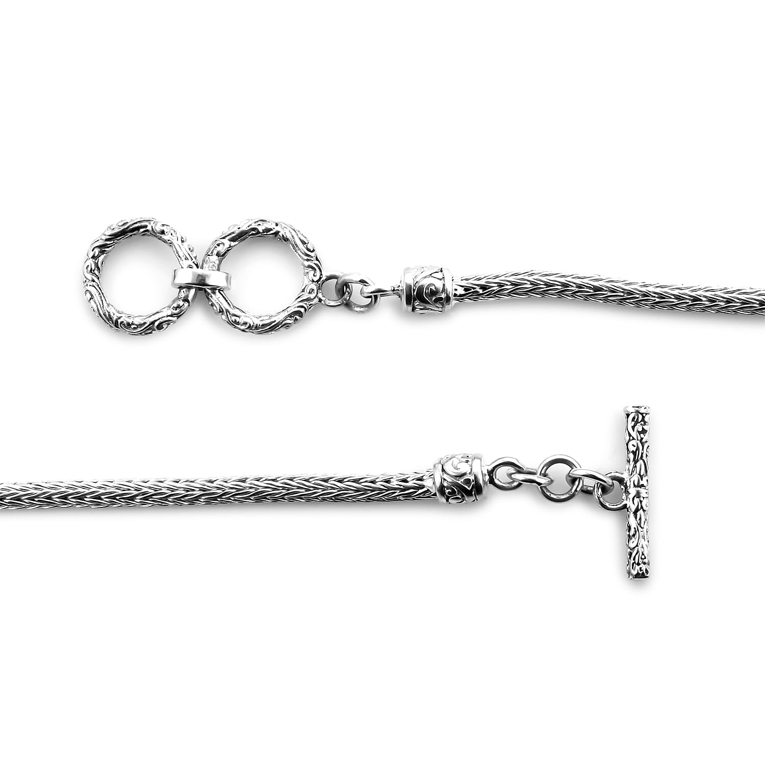 Royal Bali Collection - Polki Diamond Tulang Naga Necklace (Size 20) in Sterling Silver 2.00 Ct, Silver wt. 23.20 Gms