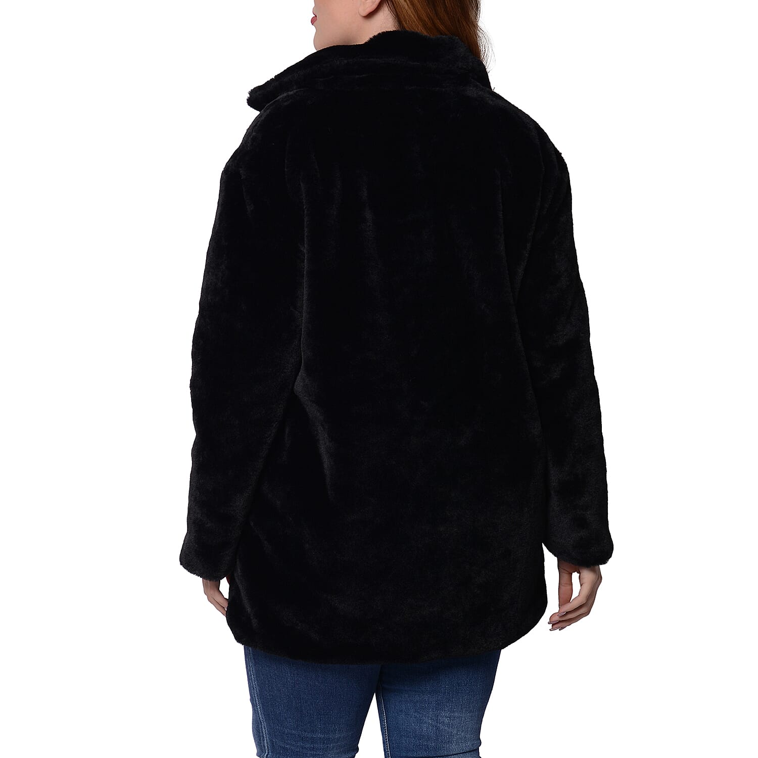 Soft and Smooth Faux Fur Coat (Size S; 52x74 Cm) - Black