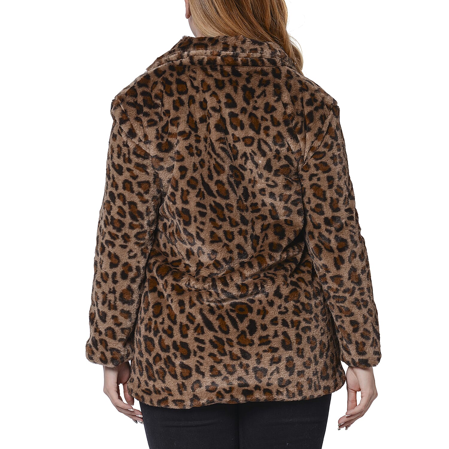 Leopard Pattern Faux Fur Coat (Size S; 51x73 Cm)