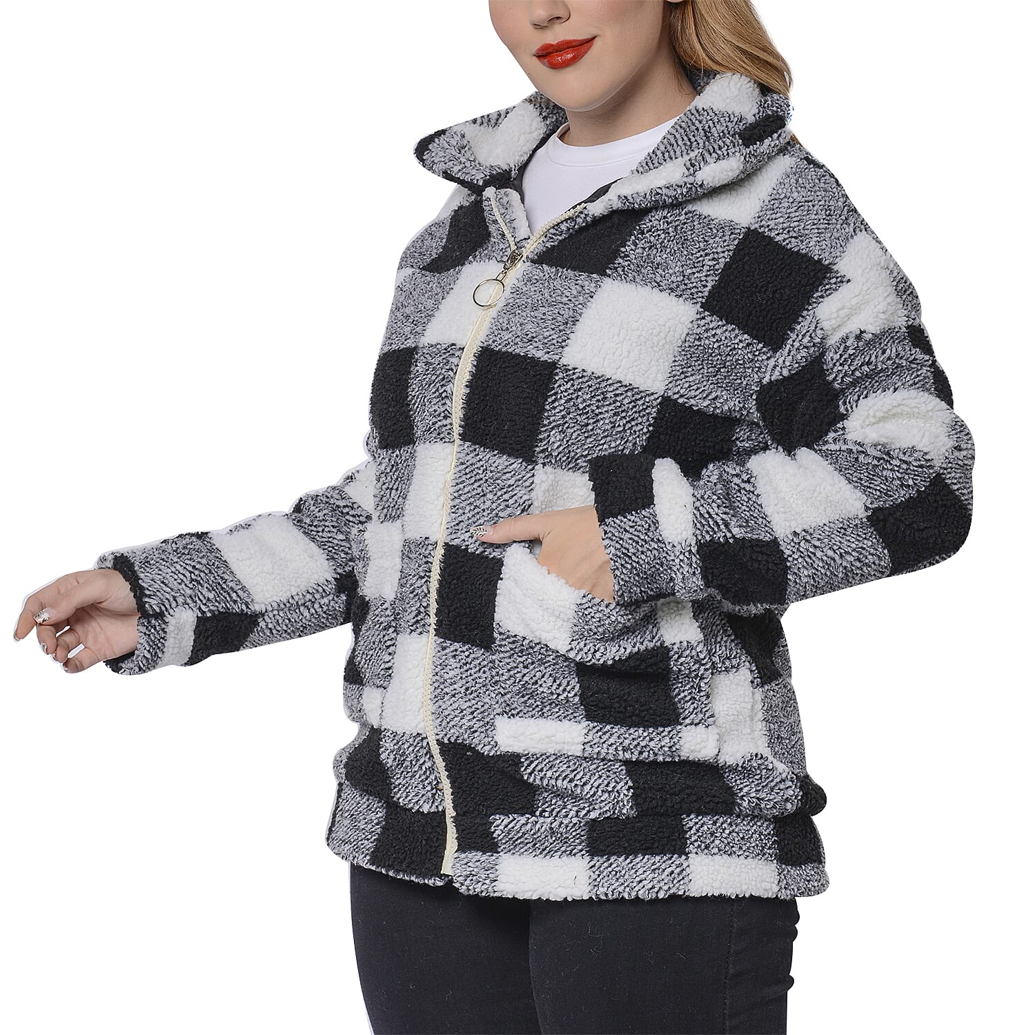 Super Soft  Faux Fur Coat with Pockets (Size S; 8-10)