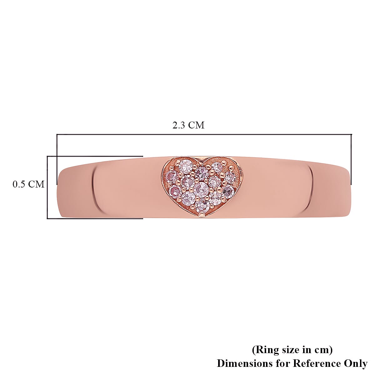 9K Rose Gold Natural Pink Diamond Heart Band Ring