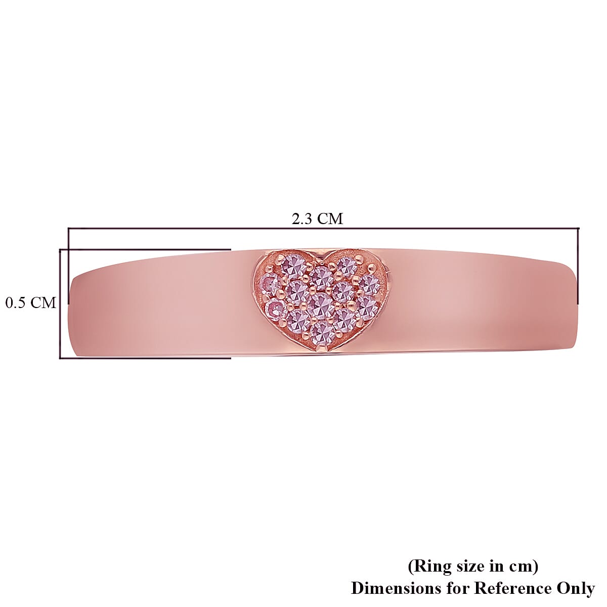 9K Rose Gold Natural Pink Diamond Heart Band Ring
