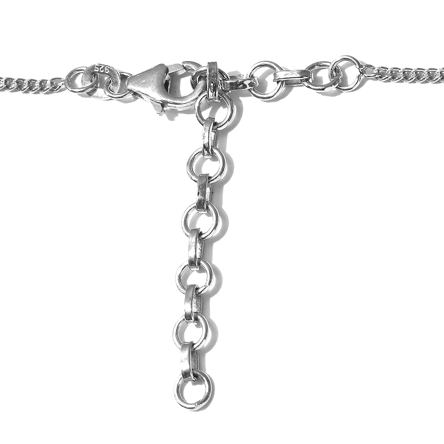 Lustro Stella Platinum Overlay Sterling Silver Enamelled Necklace (Size 20 with Ext.) Made with Finest CZ 25.89 Ct, Silver wt. 27.56 Gms