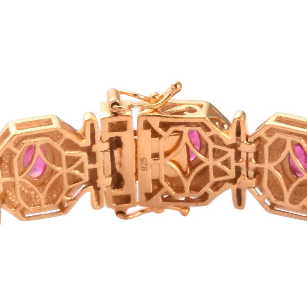 African Ruby Enamelled Bracelet (Size 7.5) in 14K Gold Overlay Sterling Silver 9.00 Ct, Silver wt 25.00 Gms