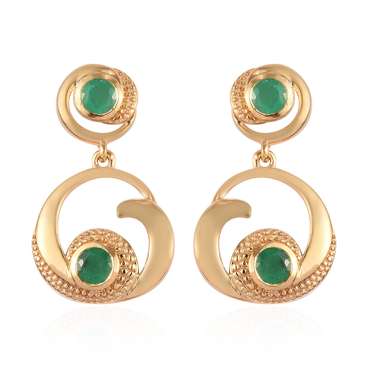 Kagem Zambian Emerald Earrings (with Push Back) in 14K Gold Overlay Sterling Silver 1.00 Ct