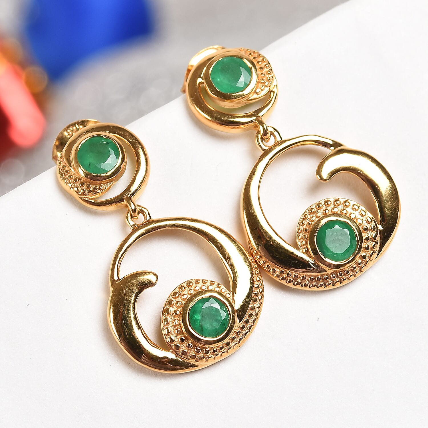 Kagem Zambian Emerald Earrings (with Push Back) in 14K Gold Overlay Sterling Silver 1.00 Ct