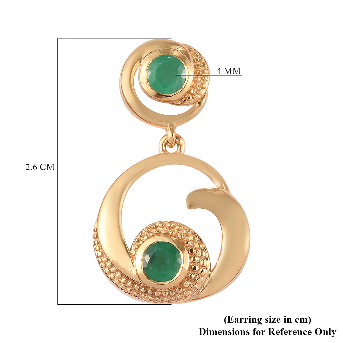 Kagem Zambian Emerald Earrings (with Push Back) in 14K Gold Overlay Sterling Silver 1.00 Ct