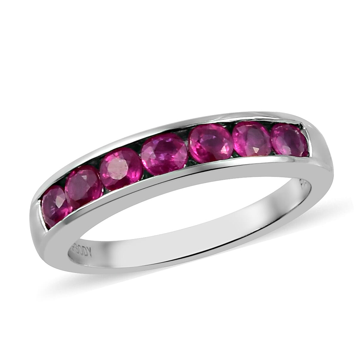 RHAPSODY 950 Platinum AAAA Ruby Half Eternity Band Ring  1.00 Ct, Platinum wt 5.35 Gms