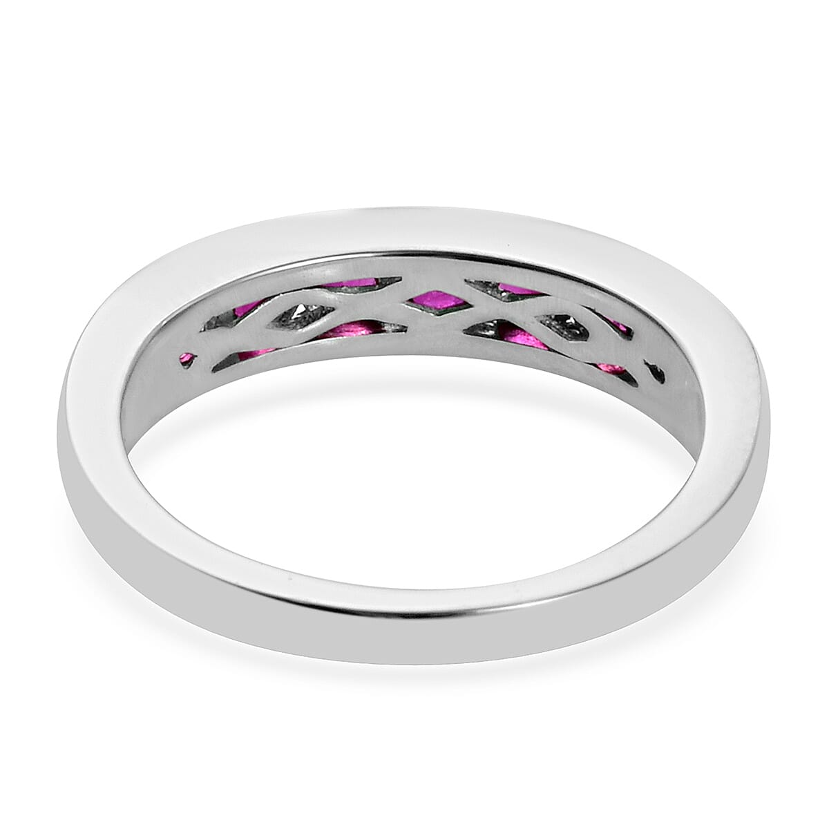 RHAPSODY 950 Platinum AAAA Ruby Half Eternity Band Ring  1.00 Ct, Platinum wt 5.35 Gms