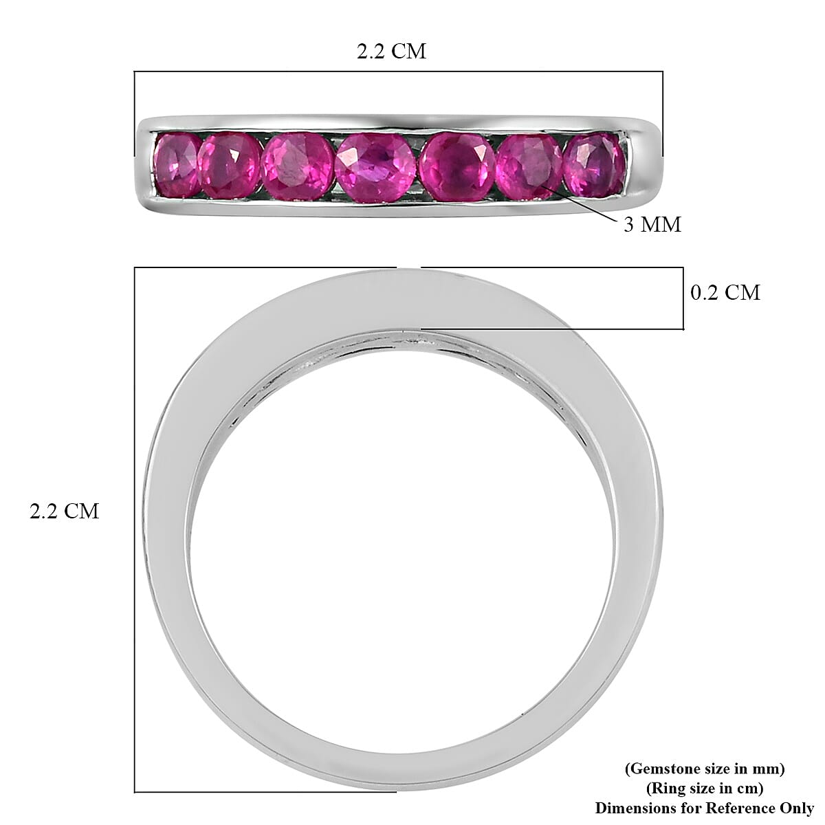 RHAPSODY 950 Platinum AAAA Ruby Half Eternity Band Ring  1.00 Ct, Platinum wt 5.35 Gms