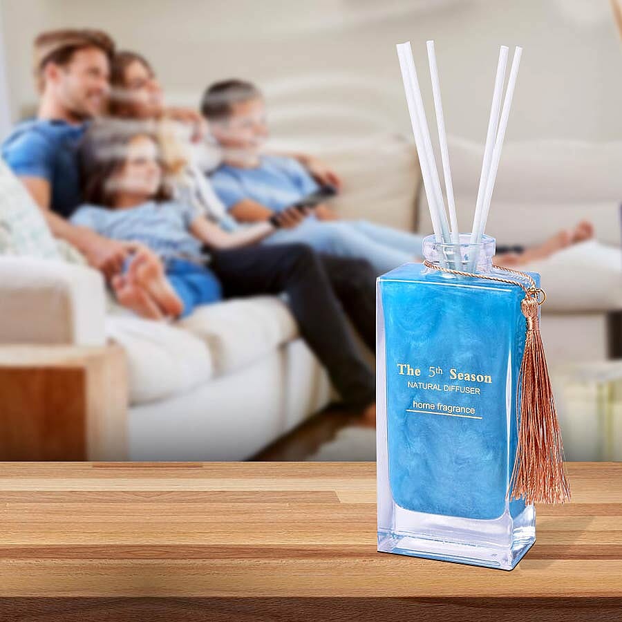 The 5th Season - 150ml Reed Diffuser Air Freshener in Gift Box with Artificial Flower - Blue (Beautiful Love Fragrance)