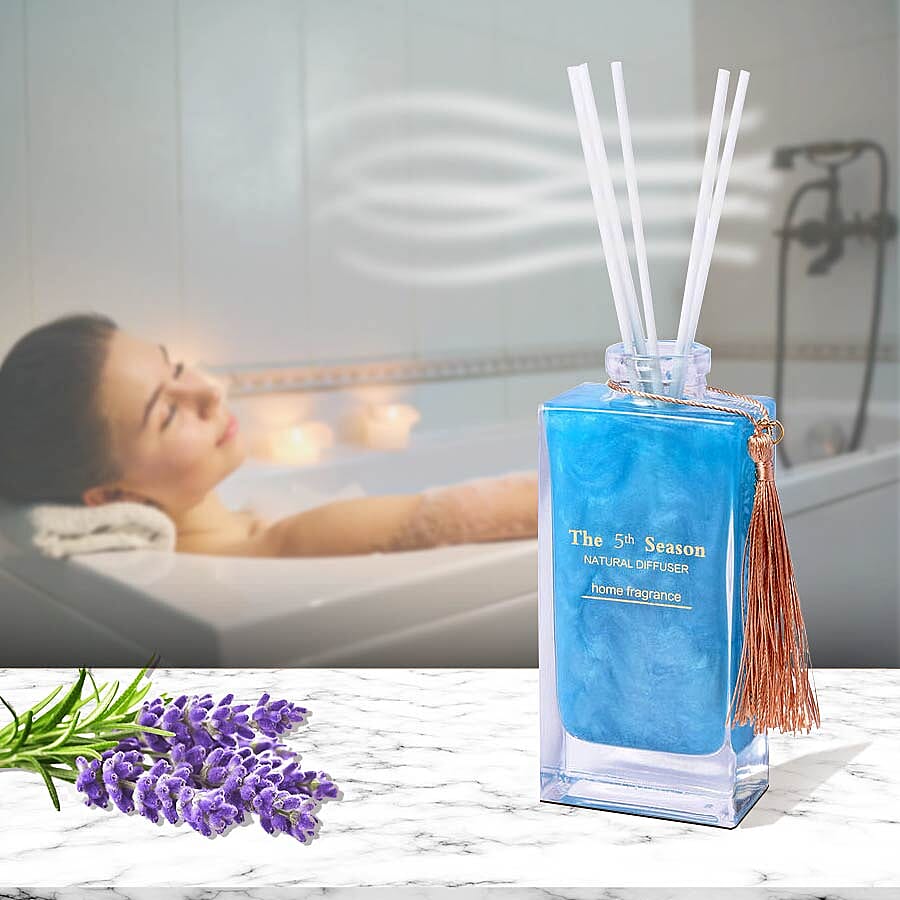 The 5th Season - 150ml Reed Diffuser Air Freshener in Gift Box with Artificial Flower - Blue (Beautiful Love Fragrance)