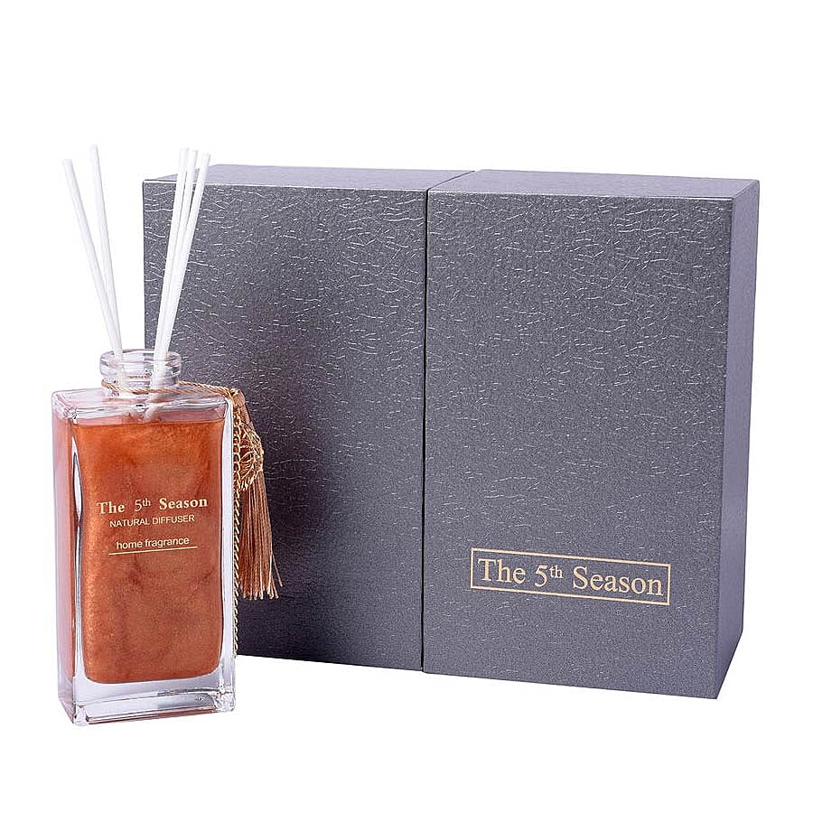 The 5th Season - 150ml Reed Diffuser Air Freshener in Gift Box with Artificial Flower - Gold (English Pear and Freesia Fragrance)