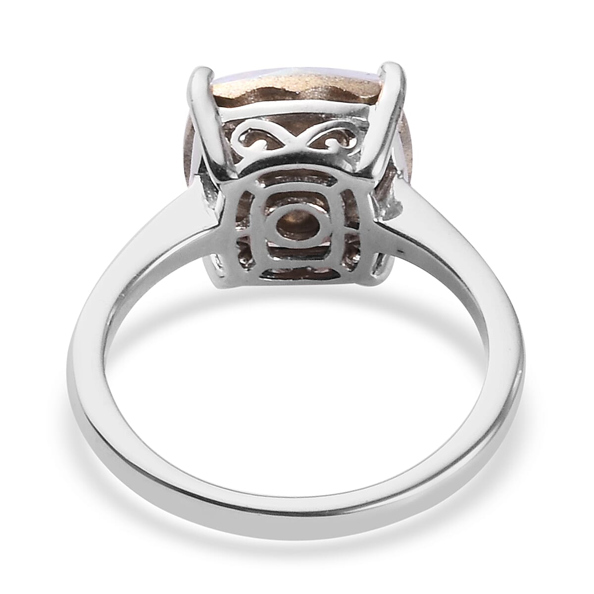 J Francis  AB Crystal Ring in Platinum Overlay Sterling Silver