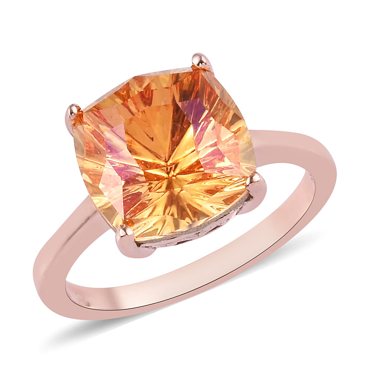 J Francis  Astral Pink Crystal Ring in Rose Gold Overlay Sterling Silver