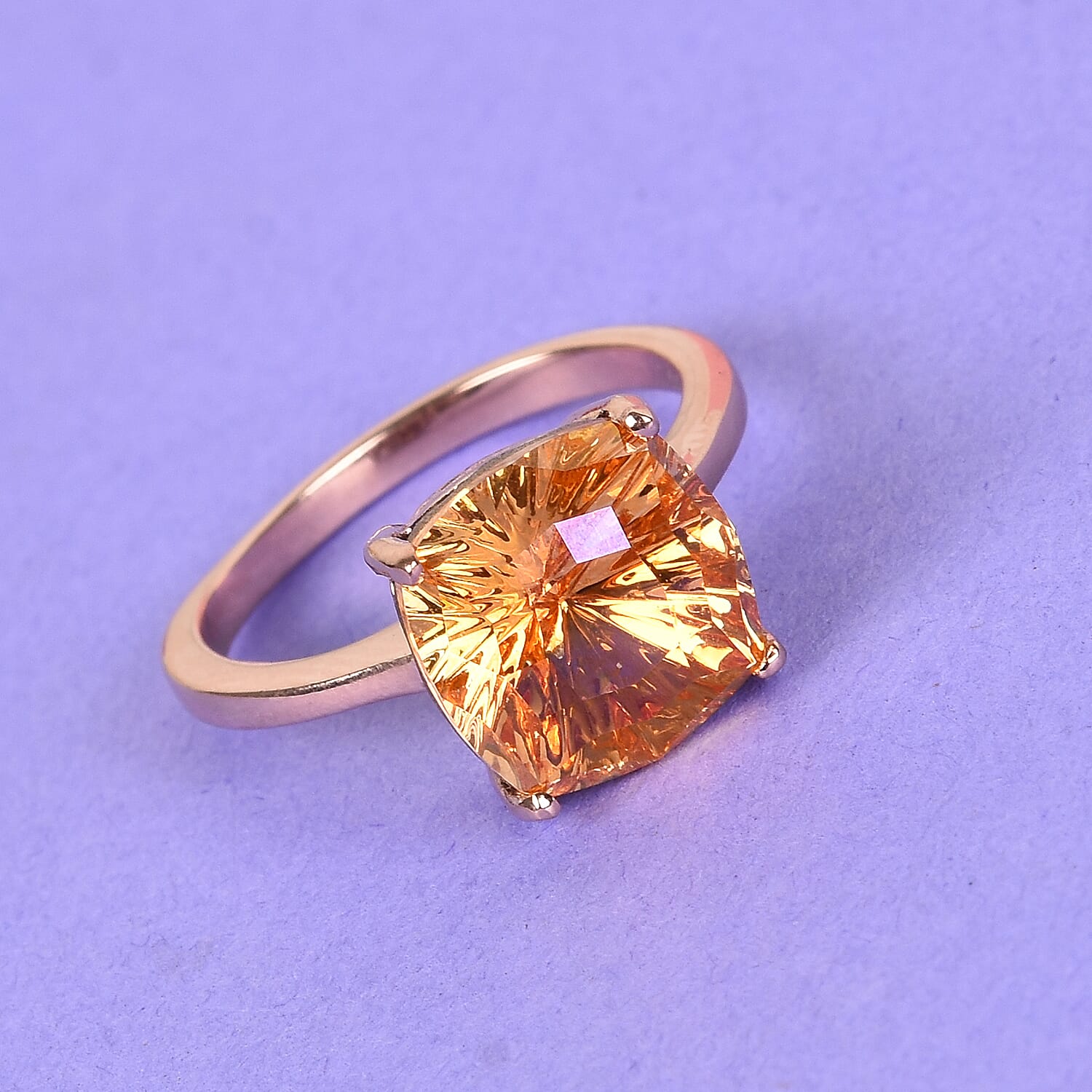 J Francis  Astral Pink Crystal Ring in Rose Gold Overlay Sterling Silver